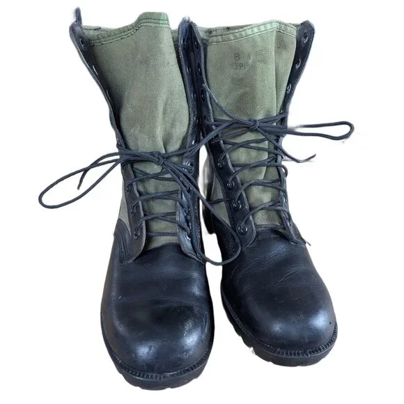 Vintage Men's Military Issue Green/Black Combat Boots - Size 8 - Picture 5 of 11